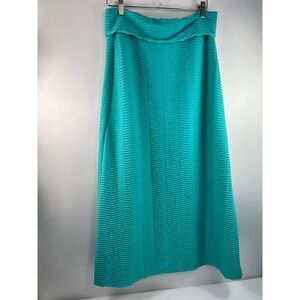 Soho Apparel Ltd Skirt Women's Sz M Green Rollover Waist Maxi Ruched Fabric